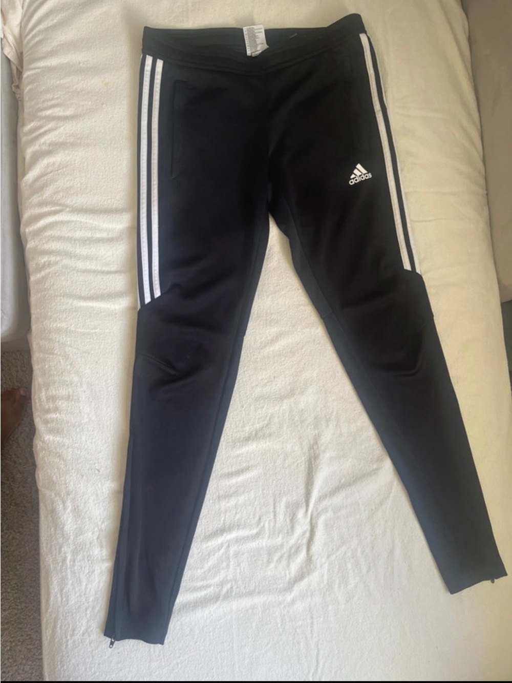 adidas Black Track Pants with White Side Stripes